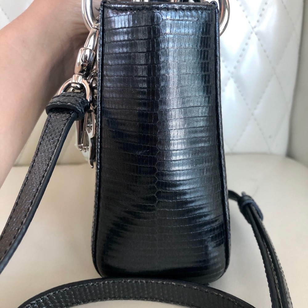Christian Dior Lady Mini Metalli Black Lizard Skin - Picture 6 of 12